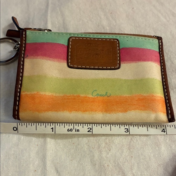 Coach Colorful Striped Keychain Wallet ID Card Holder Coin purse - Picture 11 of 12